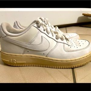 Lightly worn Air Force 1s size 6.5 with a gum sole